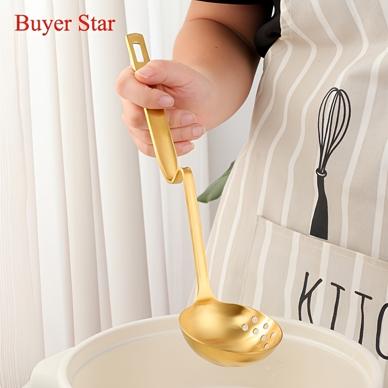 304 Stainless Steel Soup Ladle Cooking Tool Kitchen Accessories Gold Scoop  Tablewares Gold Plated Soup Serving Spoon 