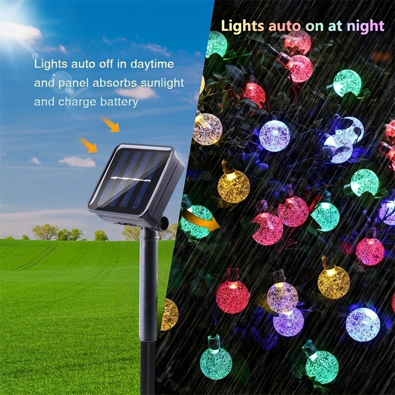 8 Modes Solar Crystal Globe String Lights Outdoor Waterproof - Temu