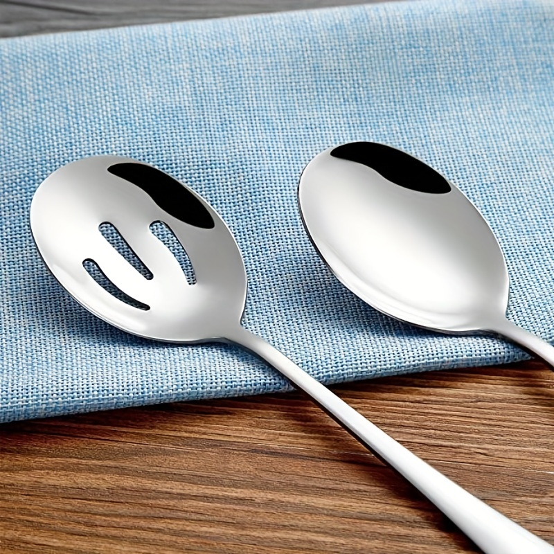 Stainless Steel Serving Spoon Set With Slotted Spoon Serving - Temu