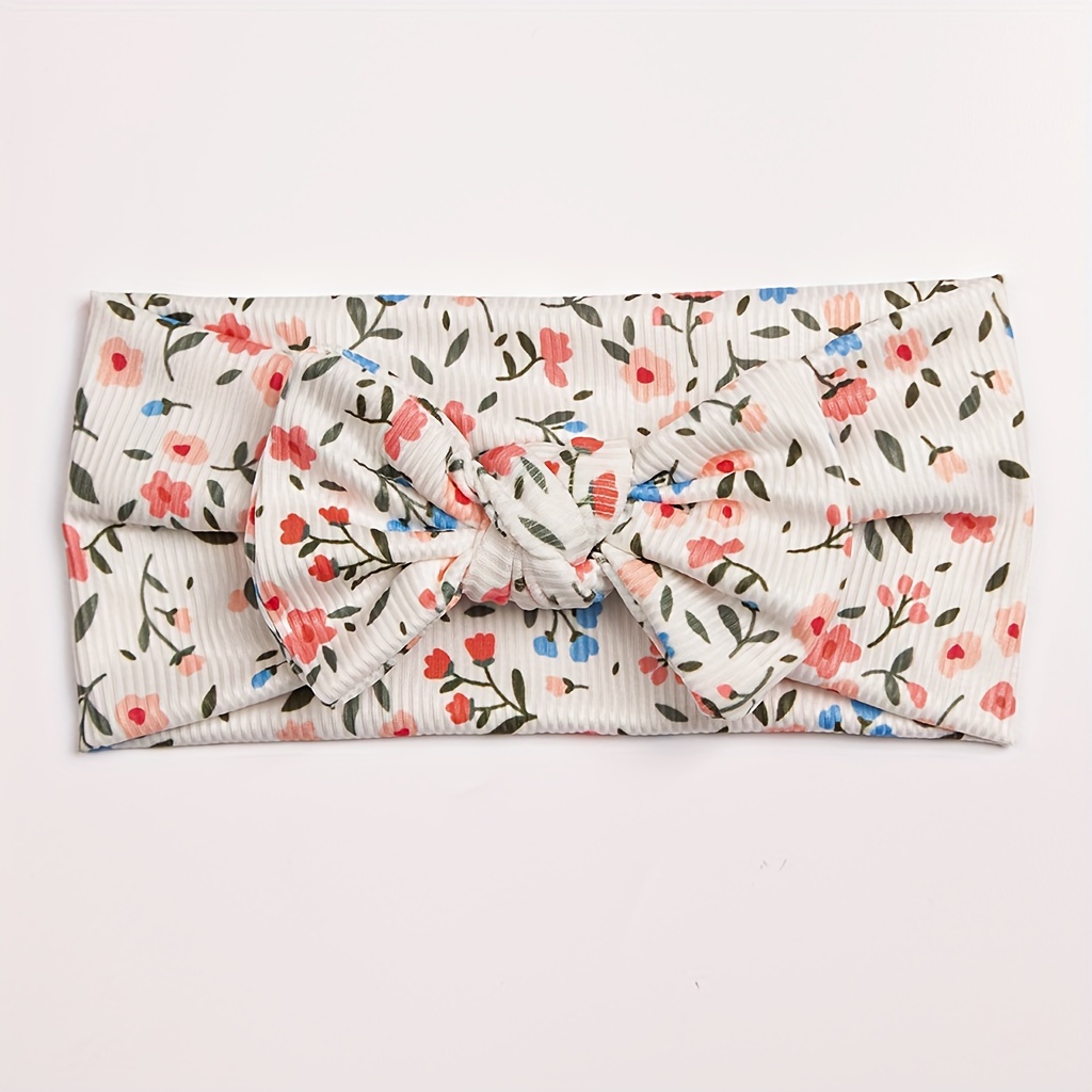 1pc Narrow Edge Threaded Printed Bow Baby Headband