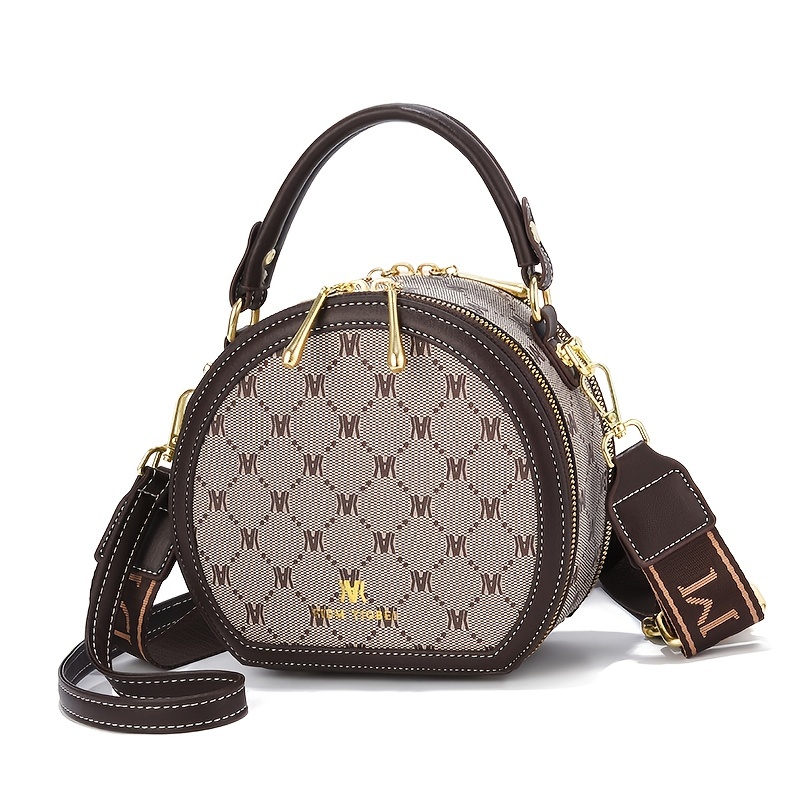 Fashionable Vintage Pattern Handbag, Faux Leather Stylish Shoulder Bag, Zipper Purse,Women Purses,Temu
