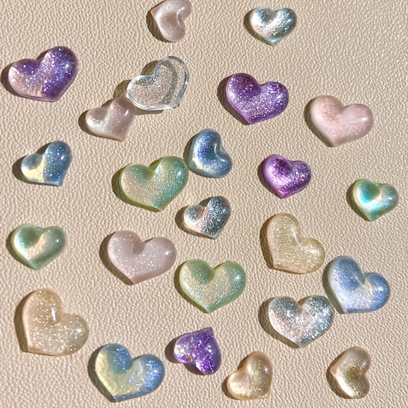 Aurora Flatback Heart Nail Art Rhinestones,resin Pearlescent Heart Shape  Nail Gem Stones For Nail Art Decoration - Temu Philippines