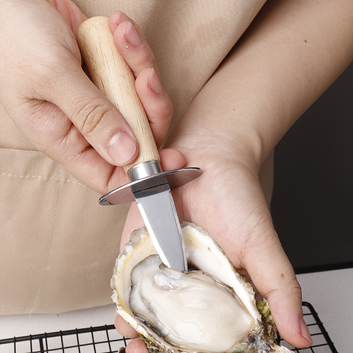 Oyster Knife Wooden Handle Oyster Knife Stainless Steel - Temu