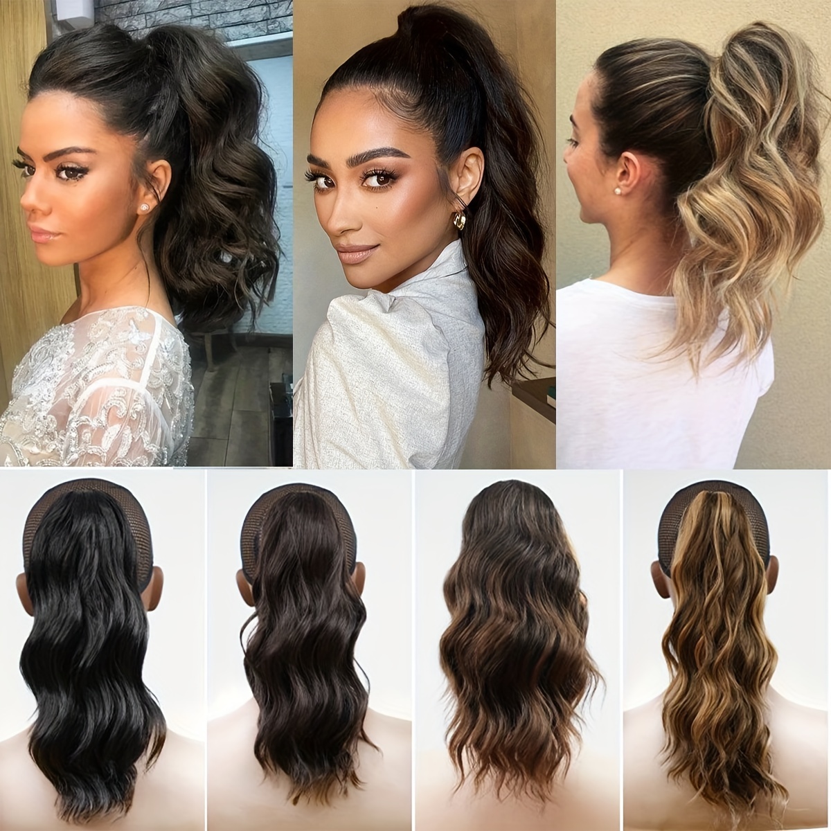Water Wavy Ponytail Extension, 14 Inch Dirty Blonde