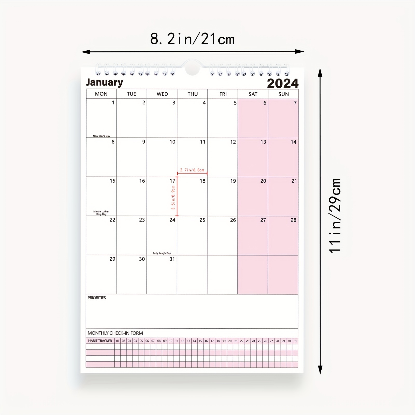 Calendrier Mensuel De Bloc-notes Vectoriel Janvier 2024 Décembre