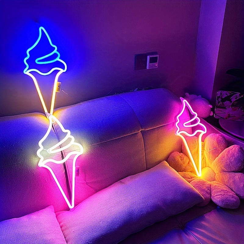 Ice Cream Neon Sign Light Size Approx Battery usb powered Temu