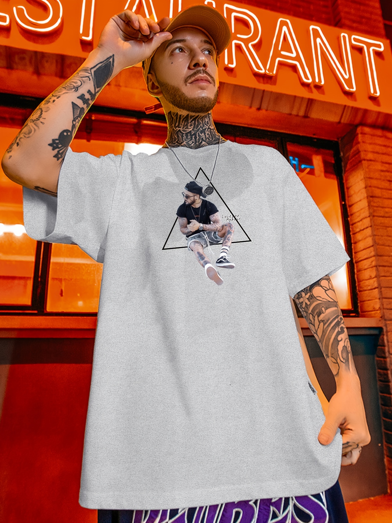 Men's Casual Trendy Hip Hop Tees With Hush Lips Print, Short Sleeve Crew  Neck Oversized T-shirt For Summer Plus Size - Temu Austria