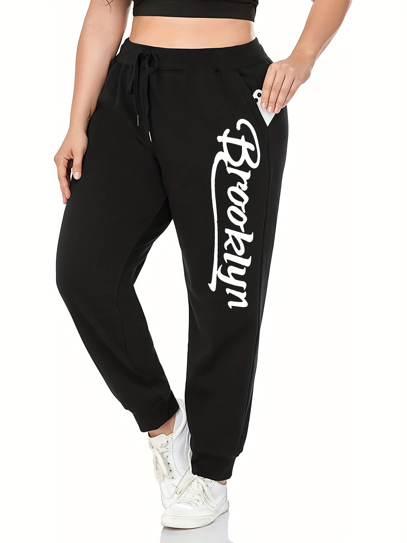 Women's Solid Color Casual Sweatpants Loose Workout Running - Temu