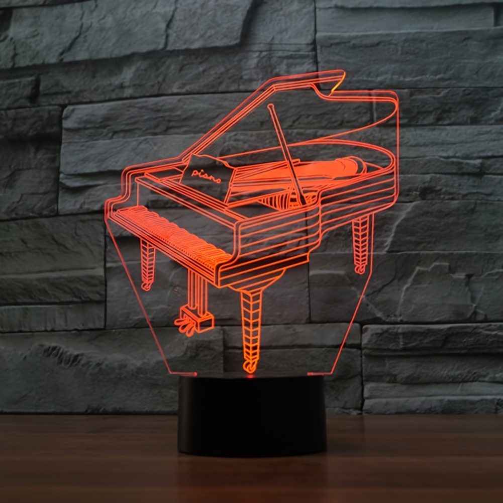 Musical Instrument Piano 3d Led Lamp For Bedroom Rgb Touch Night