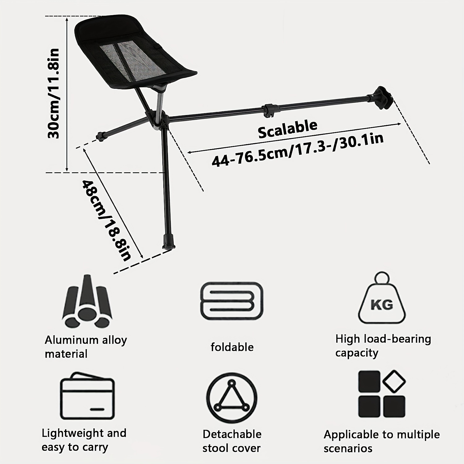 Hammock Chair Foot Rest Universal Camping Chair Foot Rest Folding  Attachable Retractable Footstool Moon Chair Kit For Hiking Fishing Beach  (black)