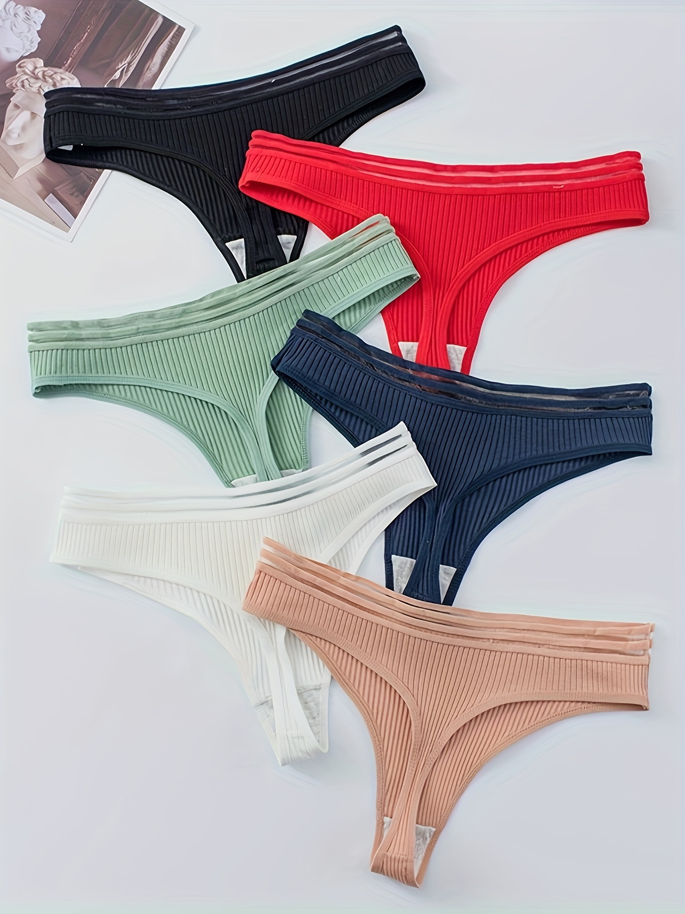 Letter Belt Ribbed Cotton Bikini Panties Simple Breathable - Temu