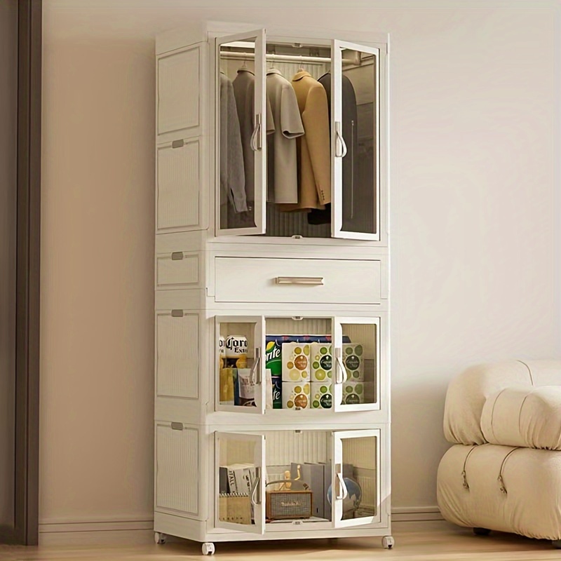 Armario de plástico multifunción, montaje sencillo de muebles para  habitación, armario de almacenamiento pequeño, estante de partición de tela  - AliExpress