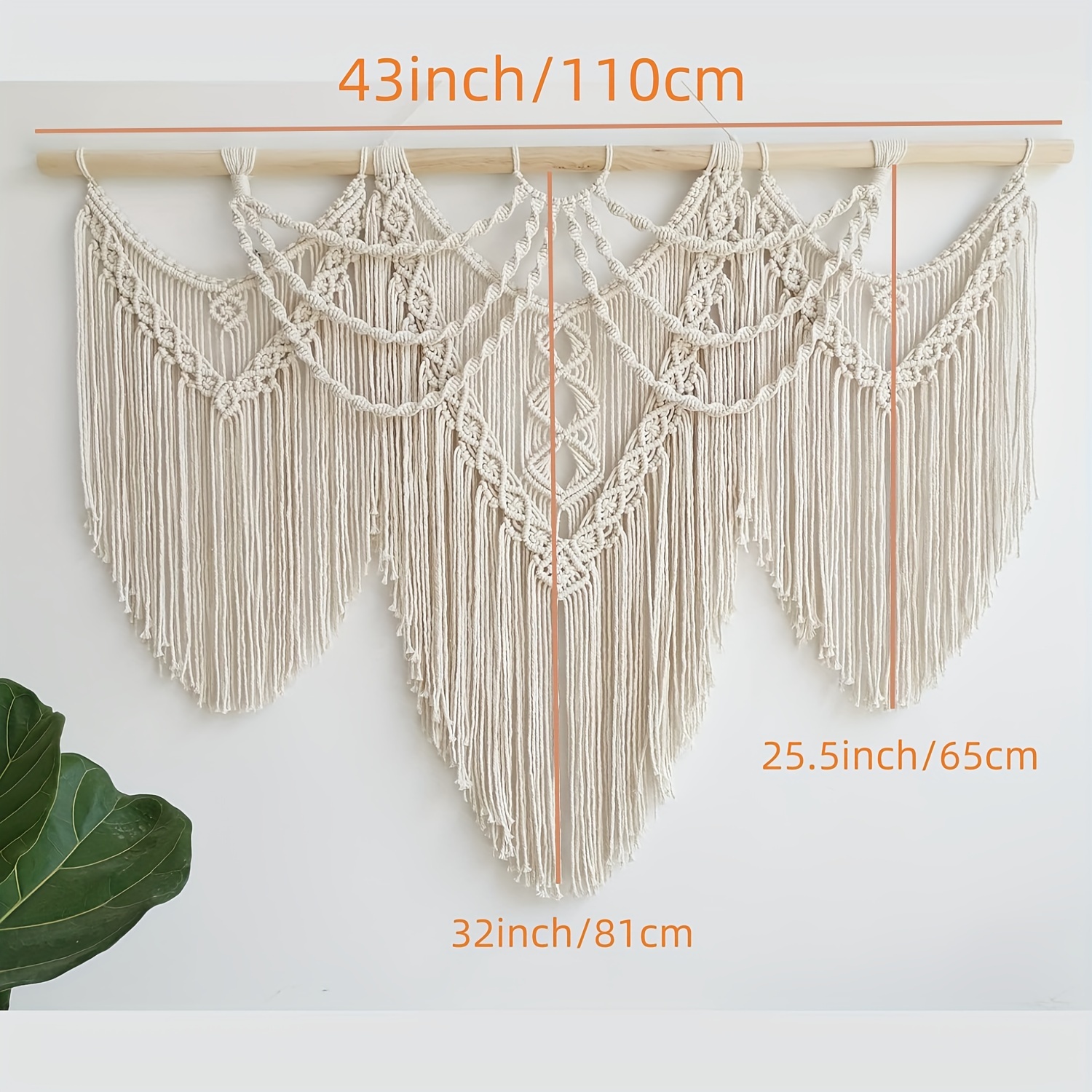 1pc large macrame wall hanging boho tapestry macrame wall decor art chic bohemian handmade woven tapestry for bedroom living room apartment wedding party home decor 43 x32