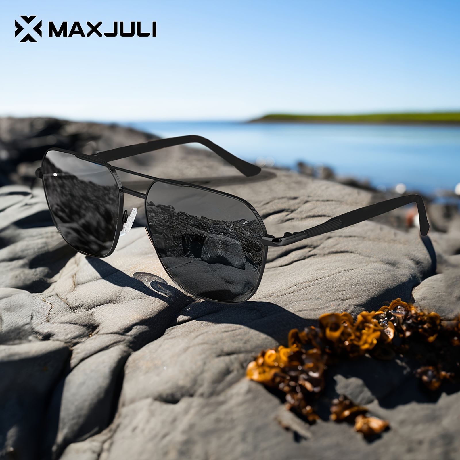 MAXJULI XXL Extra Large Polarized 151mm For Big Heads Men Metal Glasses
