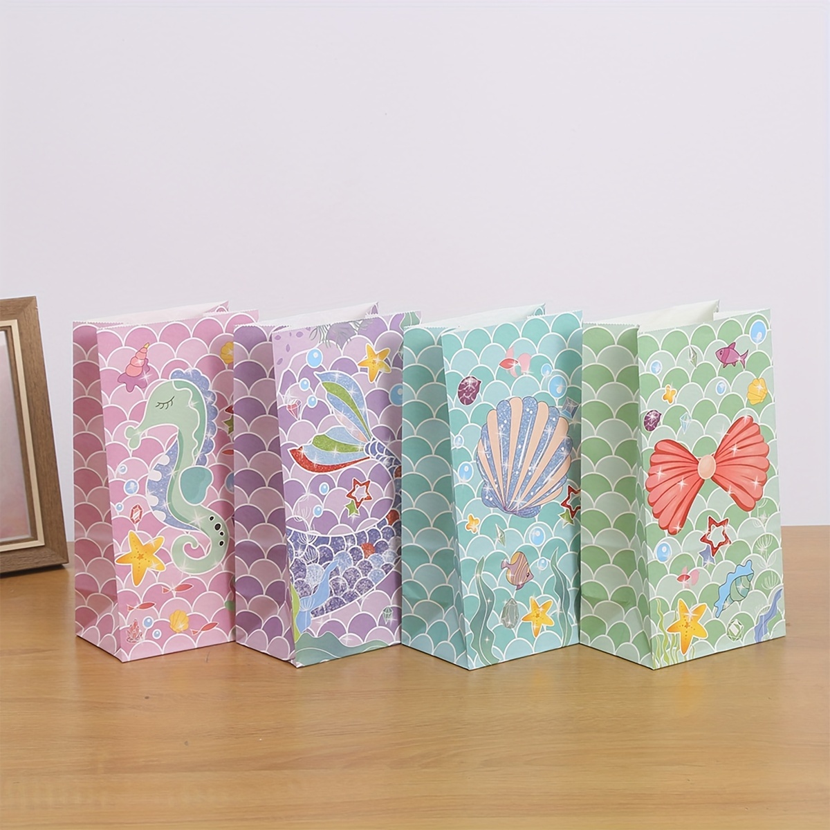 Bolsas de regalo con asas, bolsa de papel kraft con patrón de mármol,  diseño de ventana transparente, bolsa de papel para fiesta, bolsas de  regalo de