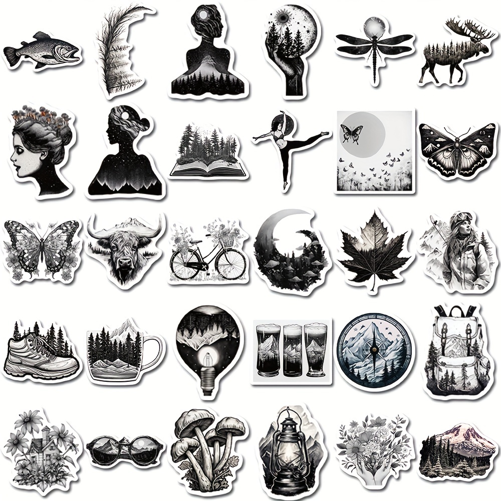 Black White Outdoor Nature Landscape Stickers For Motorcycle - Temu