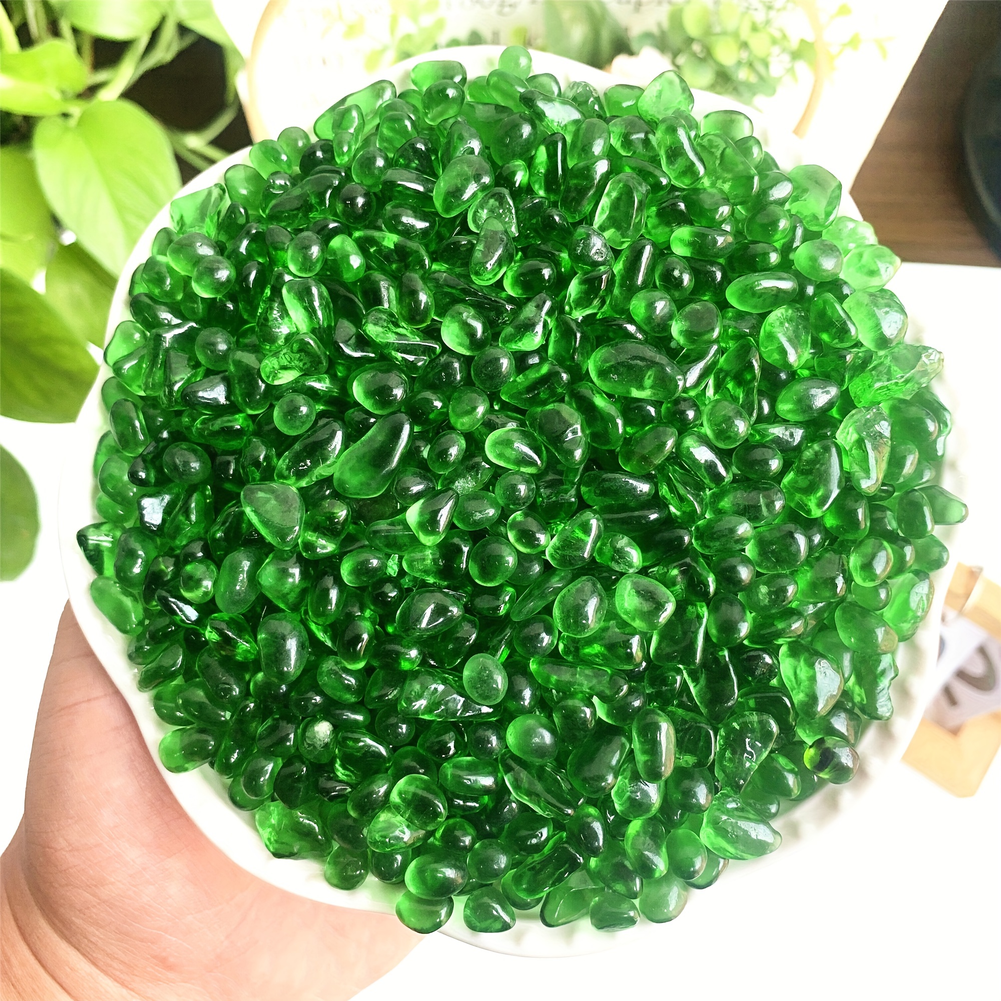 Round Polished Glass Gems Pebbles Transparent, For Landscaping