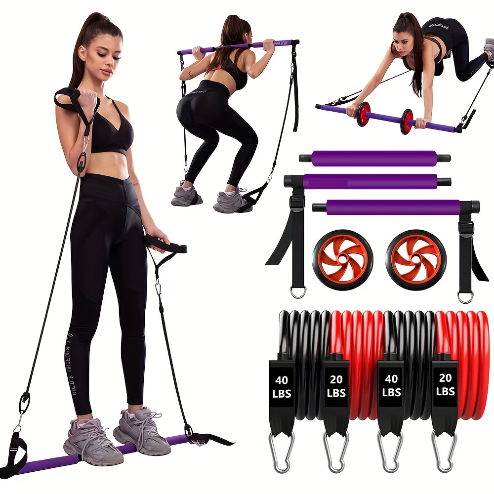 Pilates Bar Kit with Resistance Bands 3-Section Pilates Bar with Stackable  Bands Workout Equipment for Legs Hip Waist and Arm - AliExpress