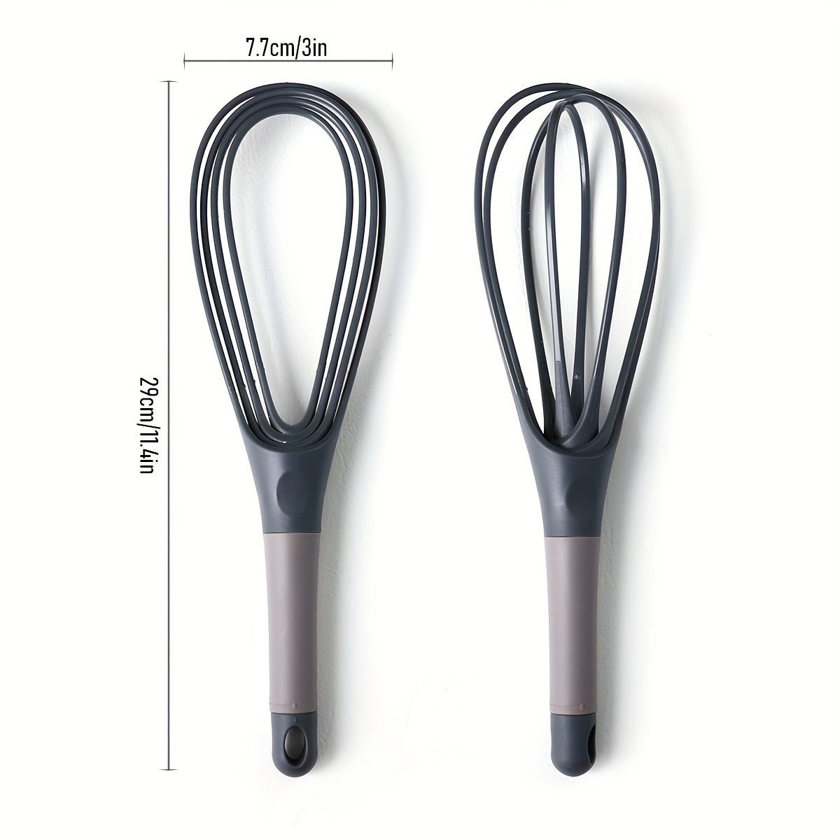 Collapsible 2-In-1 Balloon/Flat Whisk Manual Egg Beater Foldable