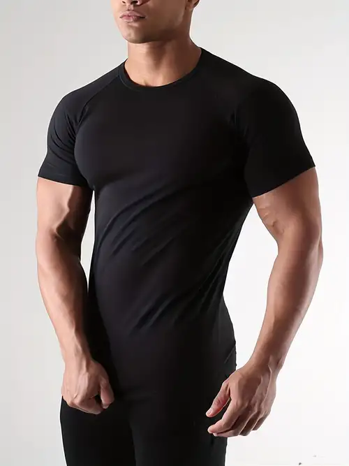 Fashion Men's Short Sleeves T-shirts V neck Tight Skin Compression
