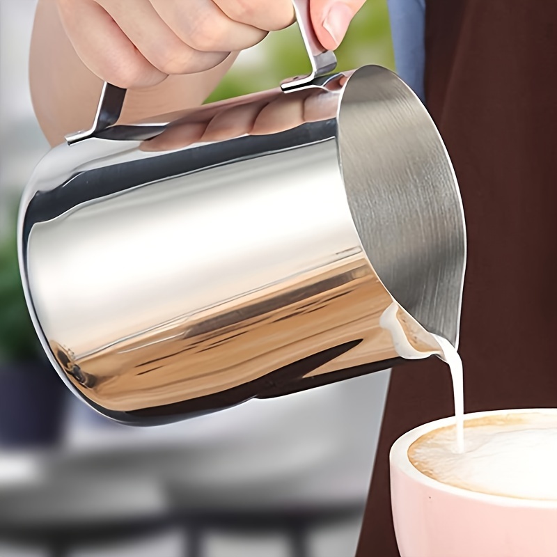 

1pc Milk Frothing Pitcher, Stainless Steel Coffee Steam Frother Cup, Espresso Steaming Coffee Barista Latte Cappuccino Milk Jug, For Home Restaurant Hotel Coffee Shop Office, Coffee Accessories