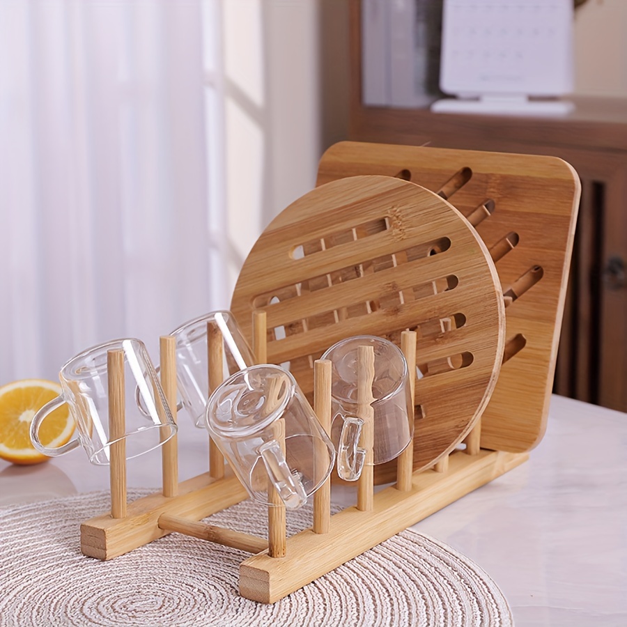 Bamboo Wooden Dish Rack Plates Holder Kitchen Storage Cabinet Organizer For  Dish / Plate / Bowl / Cup / Pot Lid / Cutting Board 