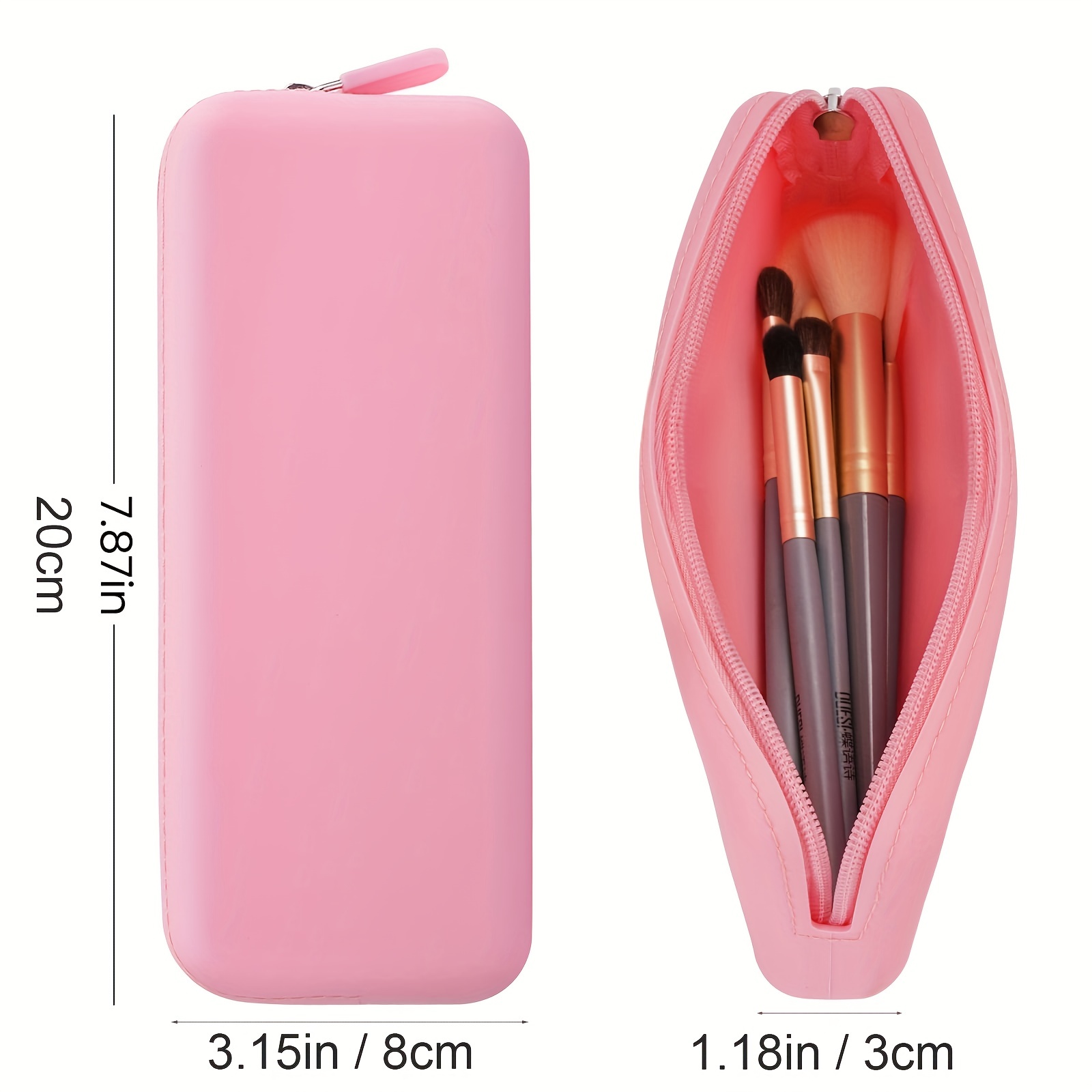 Travel Makeup Brush Holder,20cm Silicone Makeup Brush Holder Case