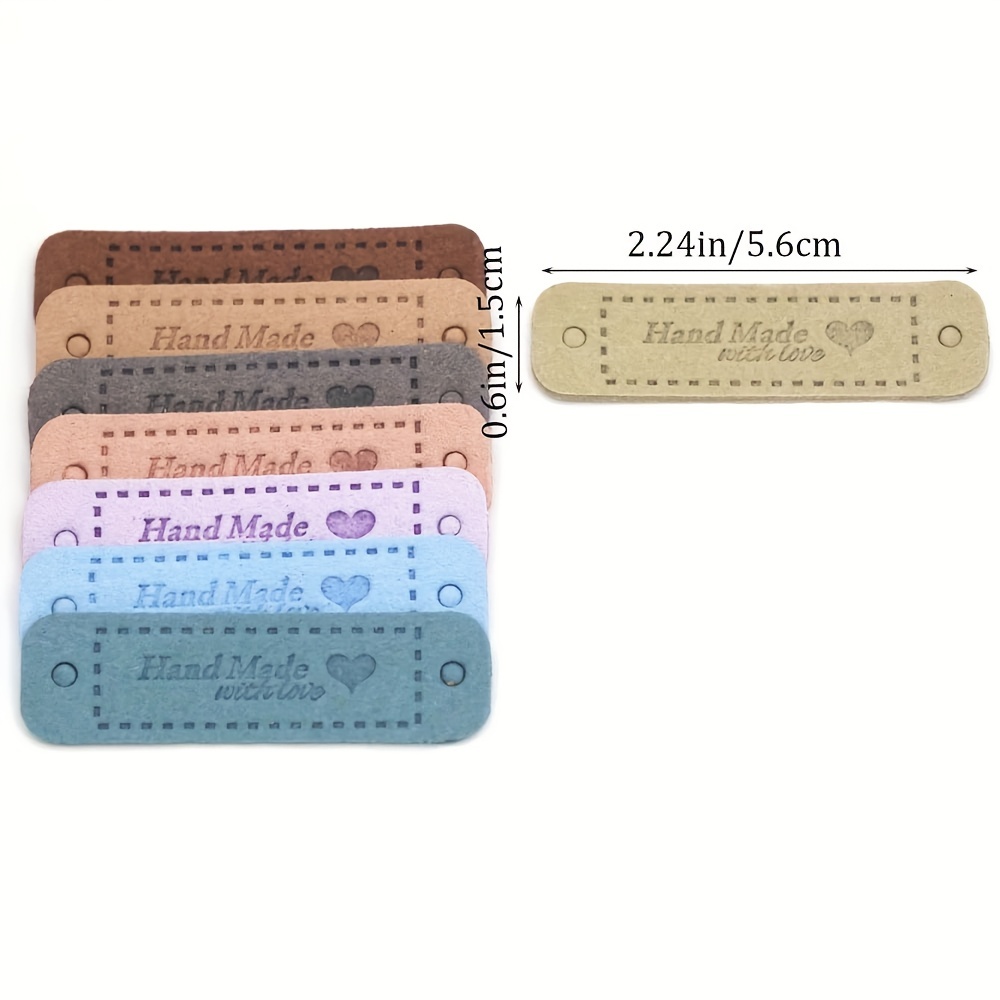 Handmade With Love Labels For Clothes Hand Made Tags Leather Handmade Label  For Hats Blanket Bags Sewing Accessories 20Pcs