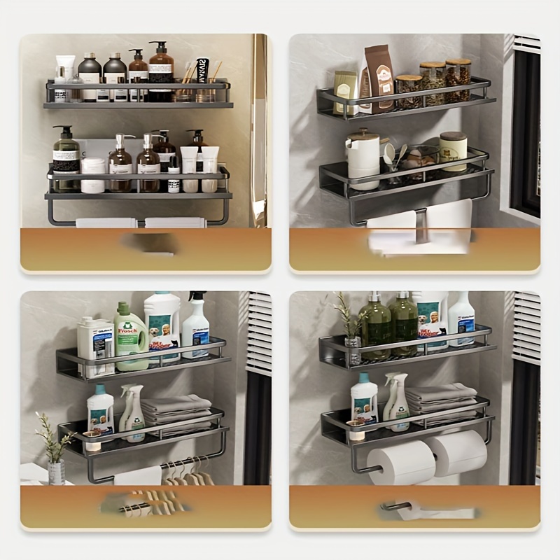 No nails Wall Mounted Bathroom Storage Shelf Makeup Rack Temu