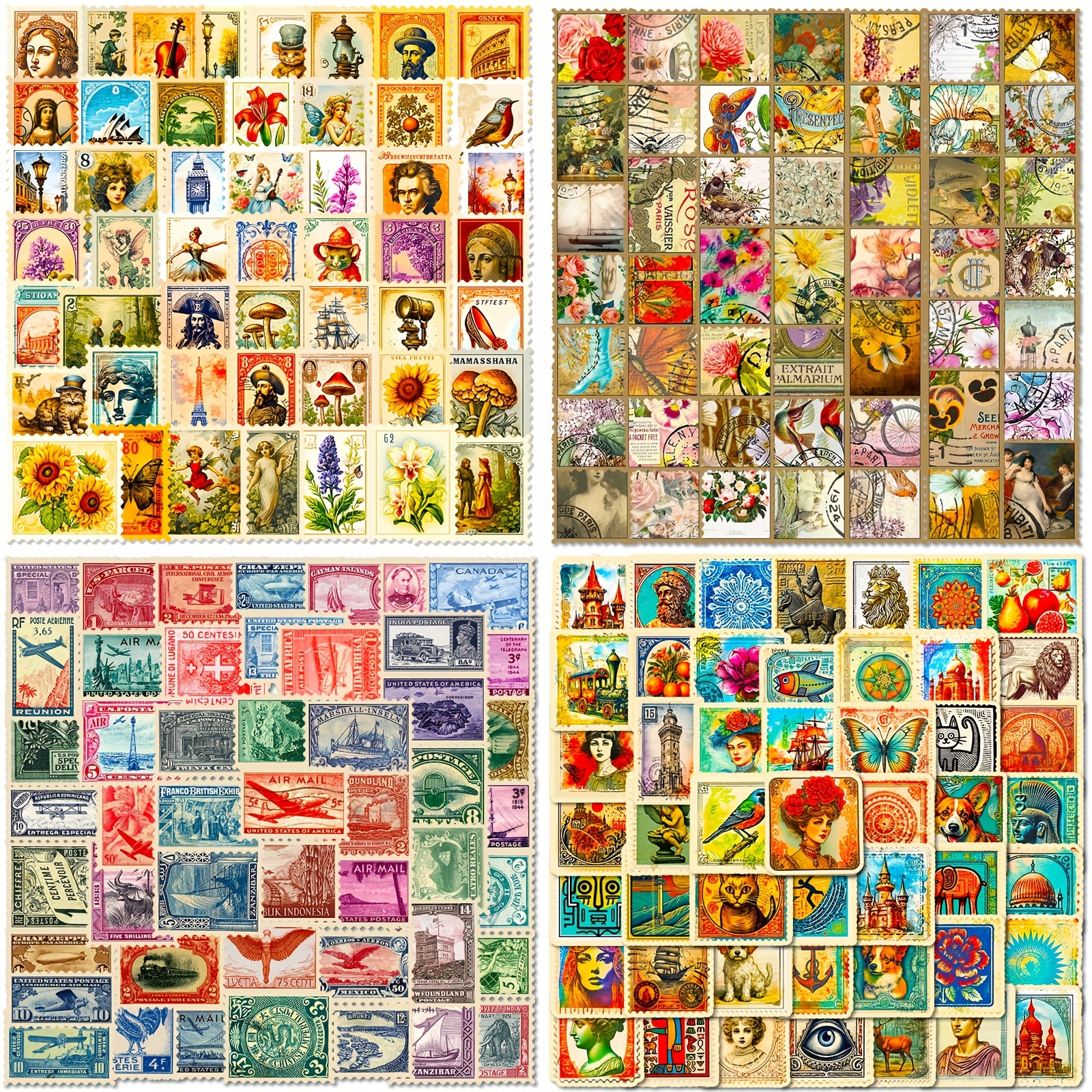Vintage Stamps Waterproof Decorative Stickers For Clipping - Temu