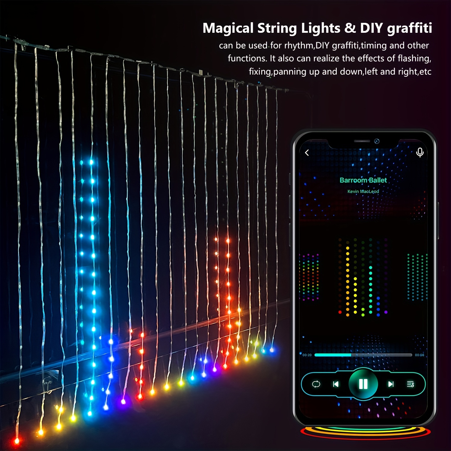 400LED Smart Christmas Tree Lights APP Control DIY Text Picture RGB String  Lights with Remote Control for Christmas, Bedroom