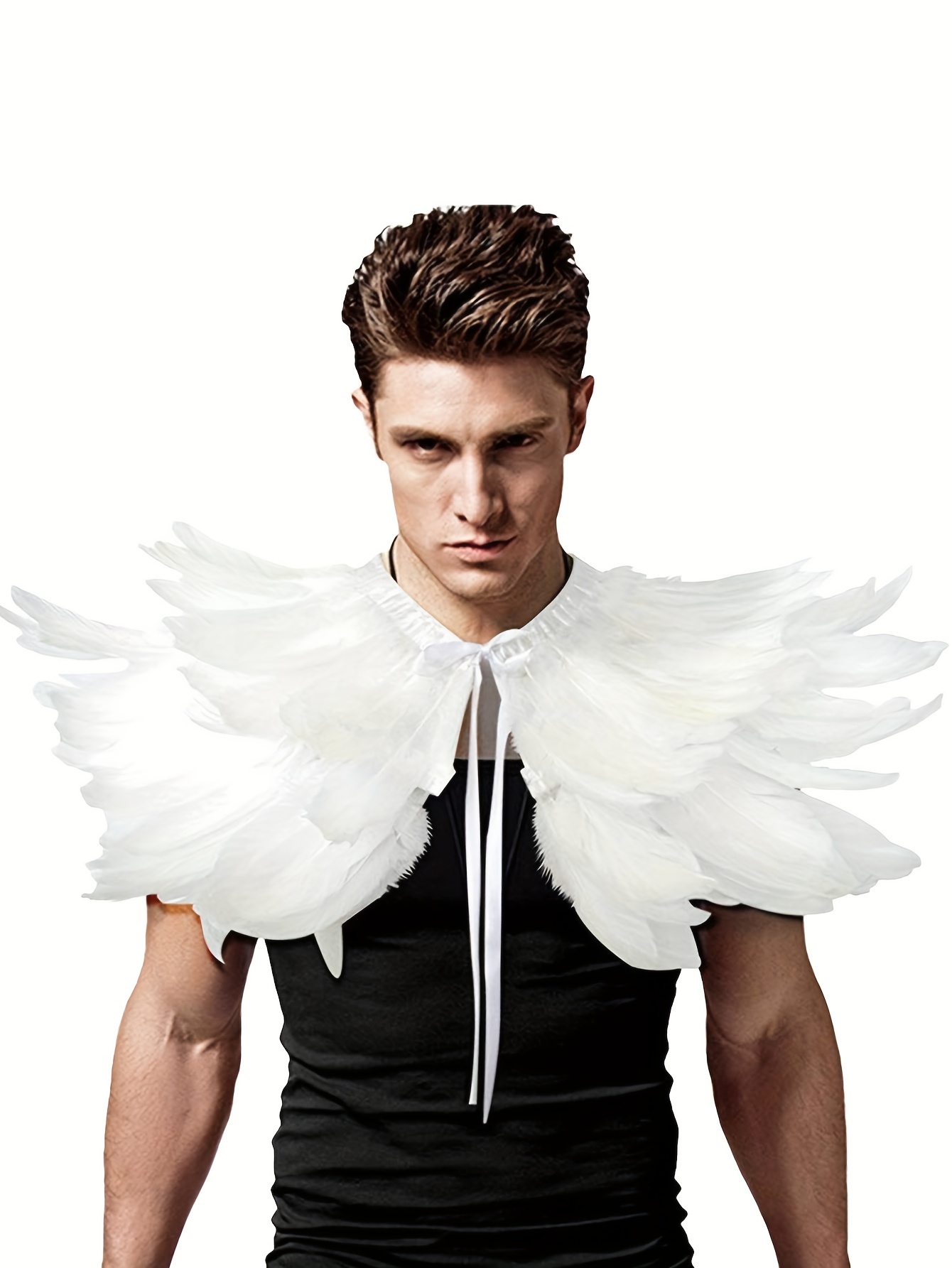 Capa de plumas blancas para hombre, chaqueta de plumas, chal de plumas para  carnaval, hombro, encogimiento de hombros, suministros para festival -  AliExpress