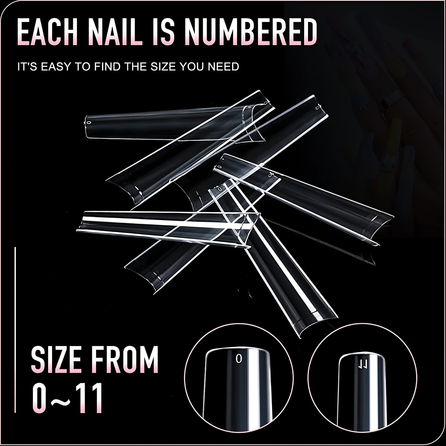 240 pcs Clear Ballerina Nail Tips with Box in 12 Sizes