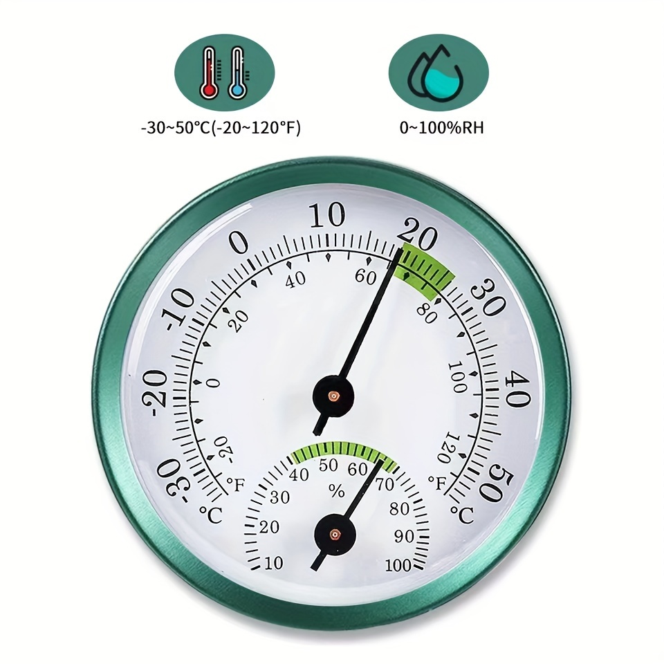 Set of Two Indoor/Outdoor Analog Thermometers with Hygrometers to