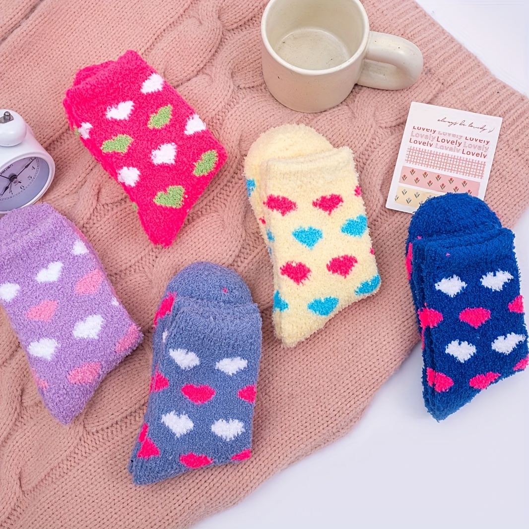 Women's Heart Pattern Fuzzy Socks Cute Funny Colorful Plush - Temu