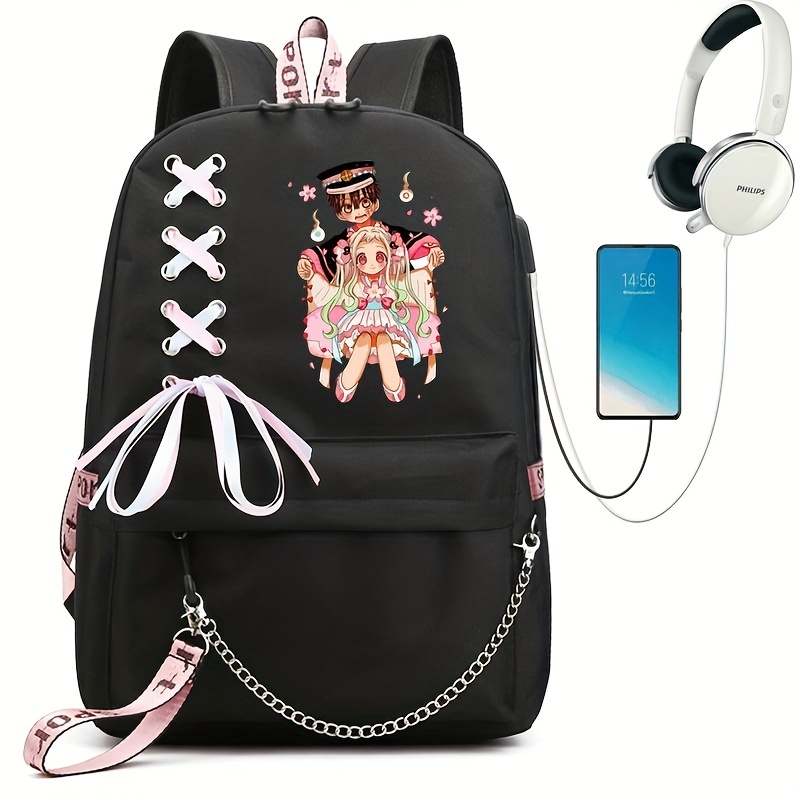 Shark Men's Backpack USB Charging Boy's Student Computer Schoolbag Man  Kawaii Anime Print Simple Rucksack Men's Bag