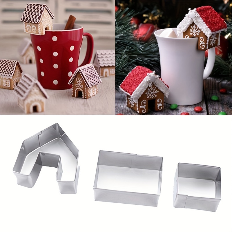 3Pcs Christmas Gingerbread House Biscuit Cutter Set Fondant Cookie Mould  Mold For Xmas New Year Party