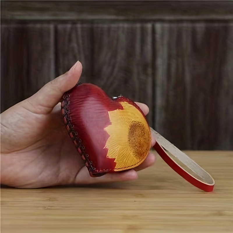 Handmade Cowhide Leather Love Heart Shaped Handbag Mini Portable Coin Purse  Keys Earphone Storage Bag - Temu Czech Republic