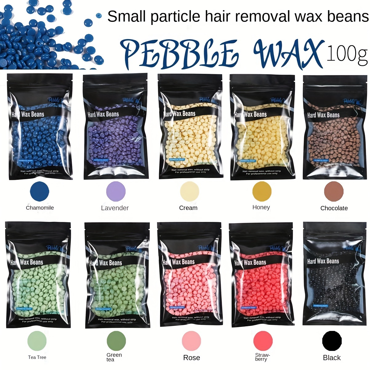 Hard Wax Beads for Hair Removal 100g Hard Wax Beans Pack, Bulk Wax Pearls  for Home Waxing