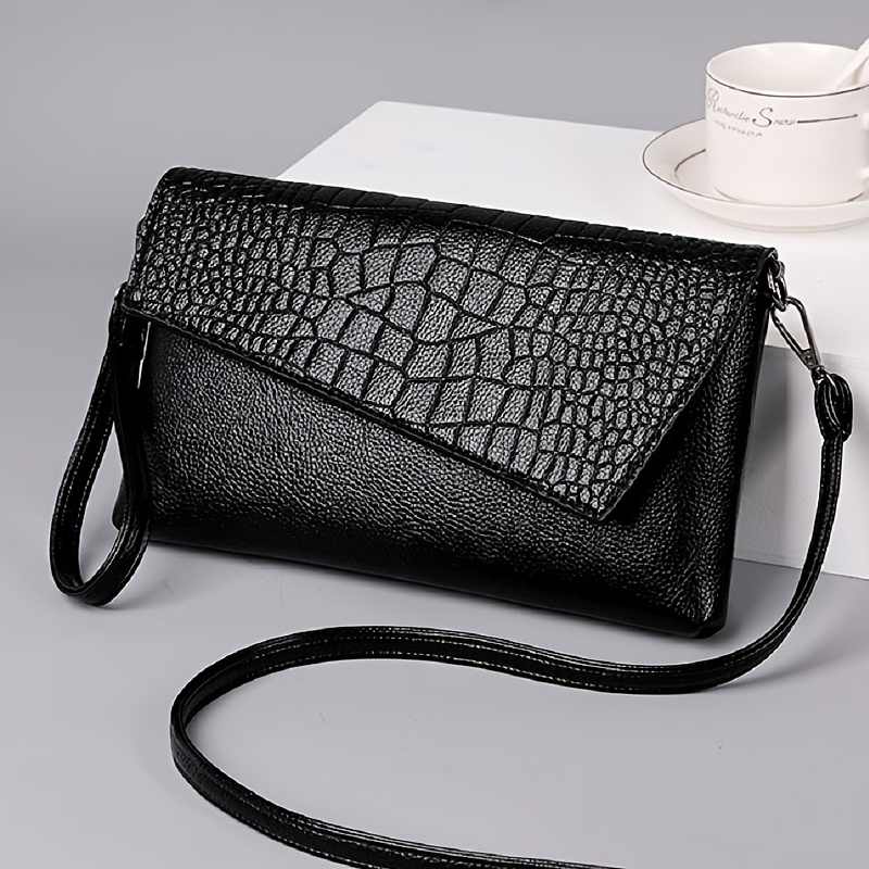 

Sac À Bandoulière Carré Élégant, Sac À Main À Motif Crocodile Pour Femme, Portefeuille De Téléphone De Luxe