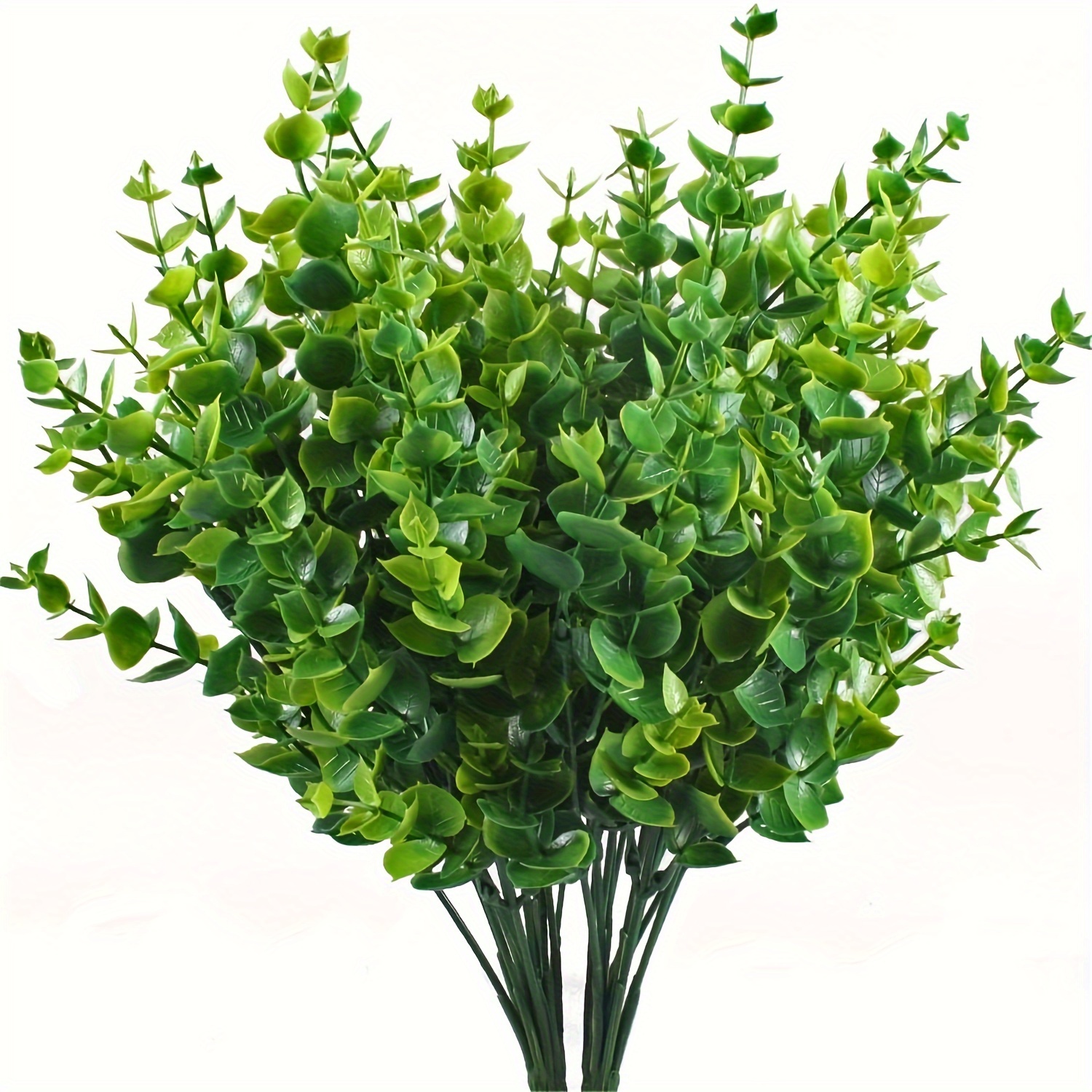 

4pcs/2pcs Artificial Green Plant Stems Artificial Plants Outdoor Uv Resistant Eucalyptus , Used For Home Garden Porch Window Box Decoration Green