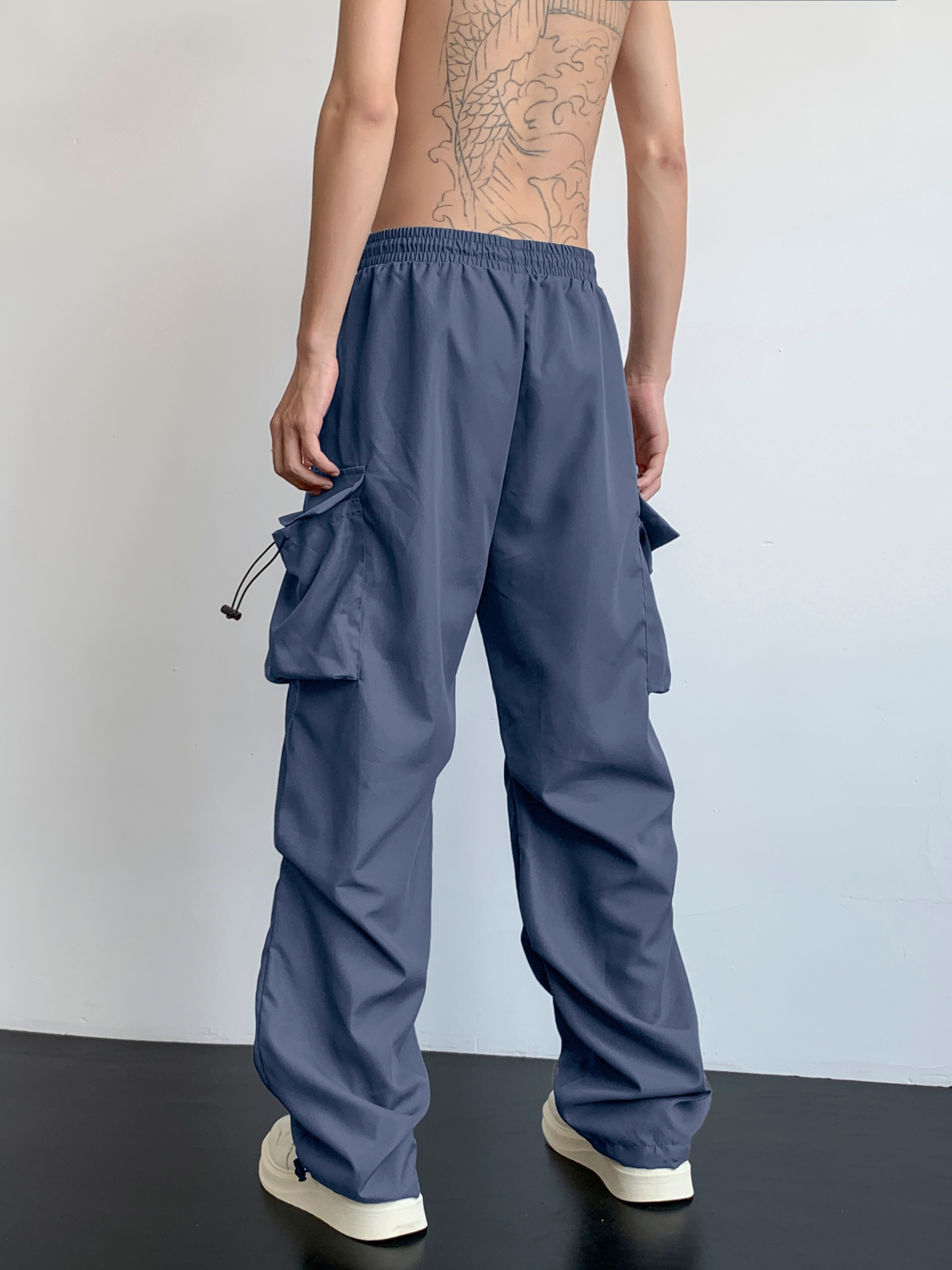 Stretch Cargo Pants for Women Solid Elastic Waist Denim Work Pants Multi  Pockets Comfy Streetwear Jogger Pants Loose Pants(XL,Coffee) 