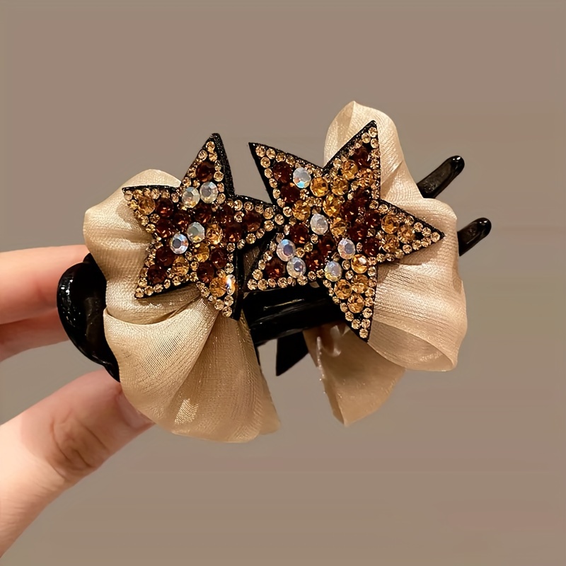 Crystal Hair Claw With Sweet Bow Knot Non slip Shark Claw - Temu