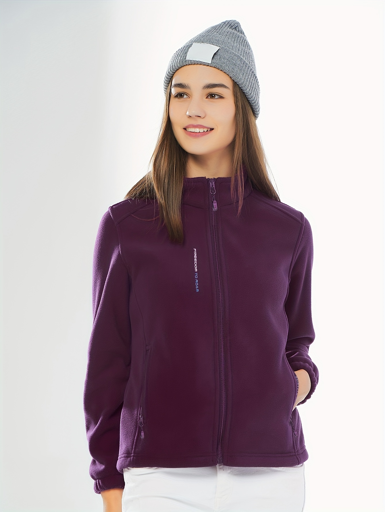 Casual Sweatshirt Jacket Mock Neck Zipper Pockets Sports Coat
