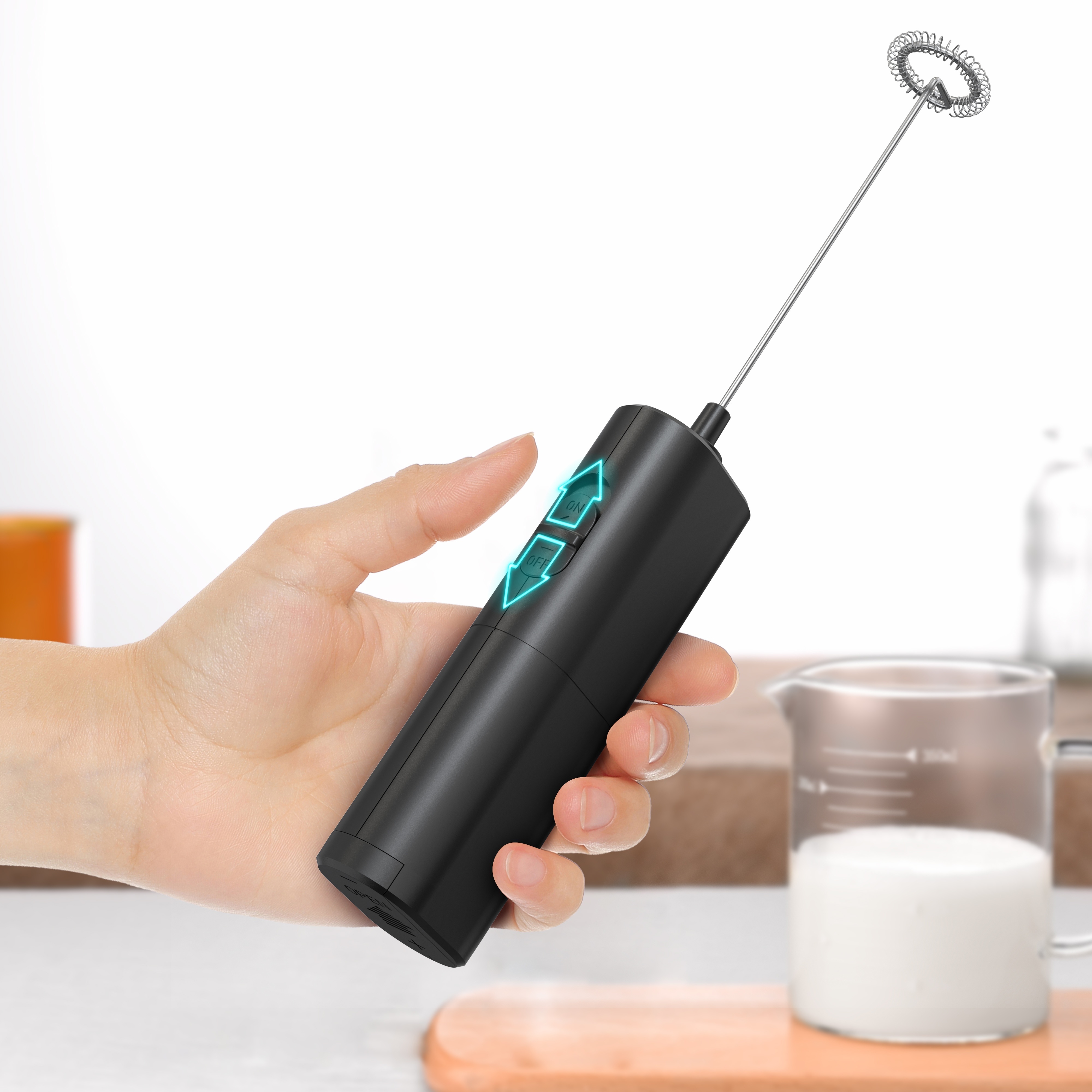Mini Portable Handheld Milk Frother, Whisk With Battery Electric