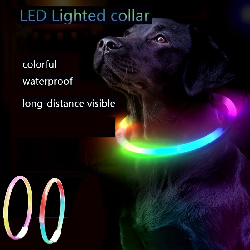 Multi color Usb Recargable Led Collar Perros Tpu Tamaño - Temu