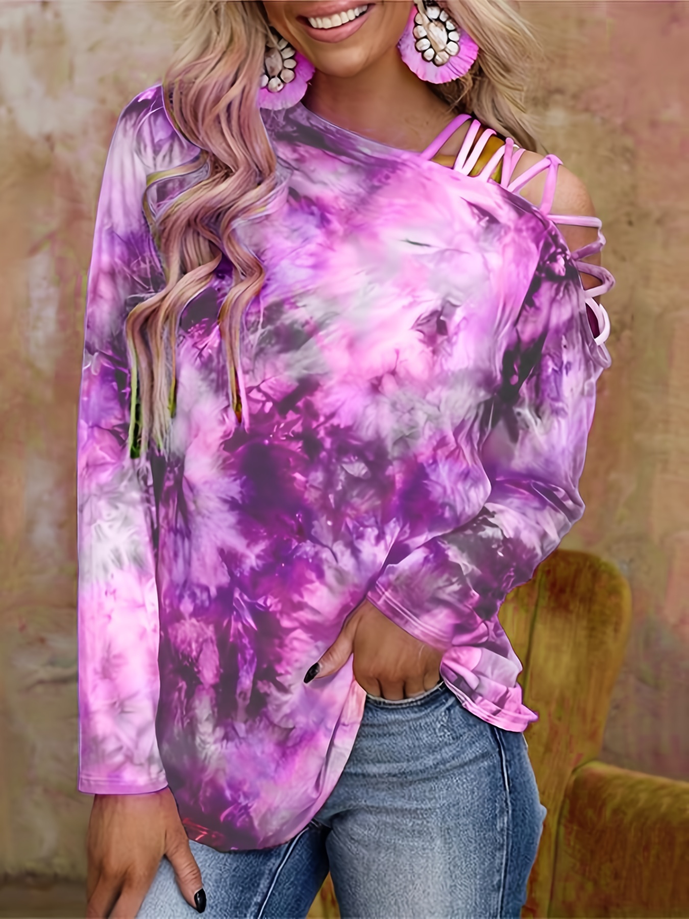 Purple tie dye long hot sale sleeve