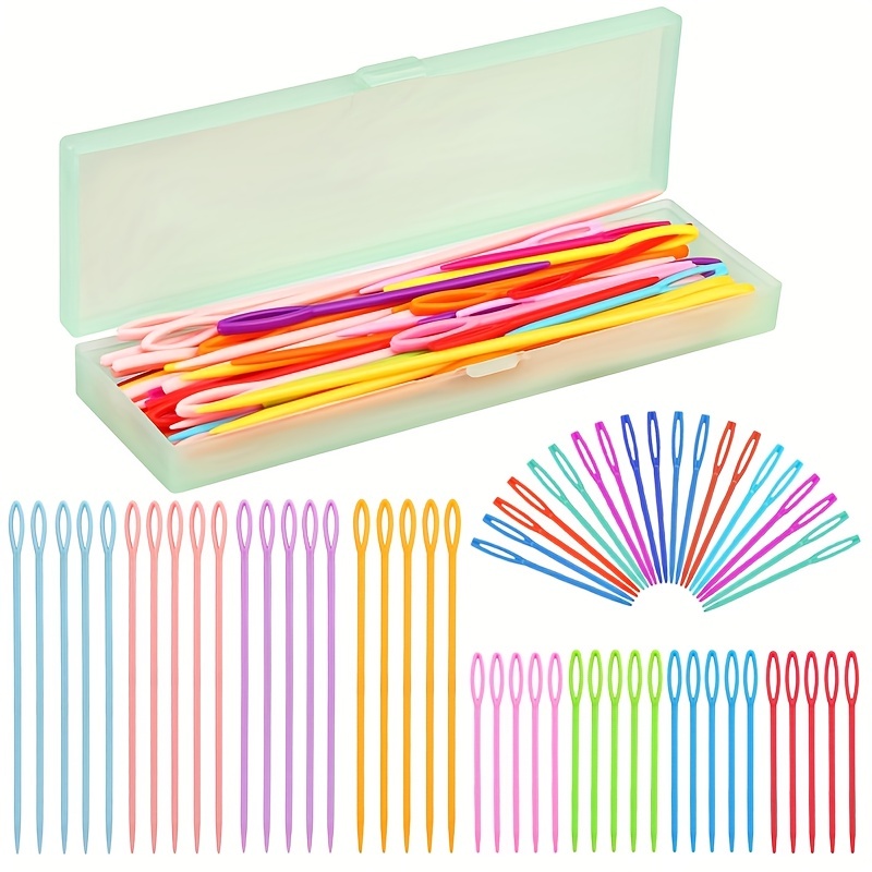 40pcs Large Eye Plastic Sewing Needles Weaving Tools for Kids Craft and Needle Projects 7cm and 9cm (Mixed Color), Multicolor