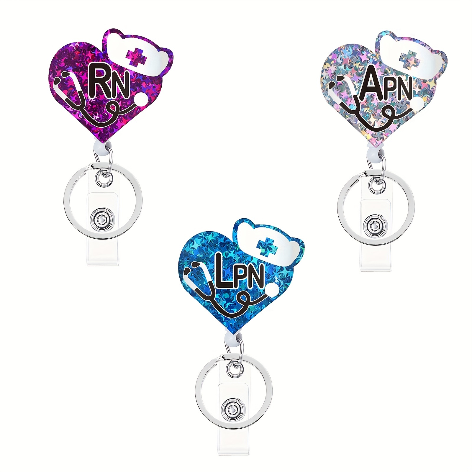 Acrylic Retractable Badge Reel ID Holder with Interchangeable Button (CNA  Heart)