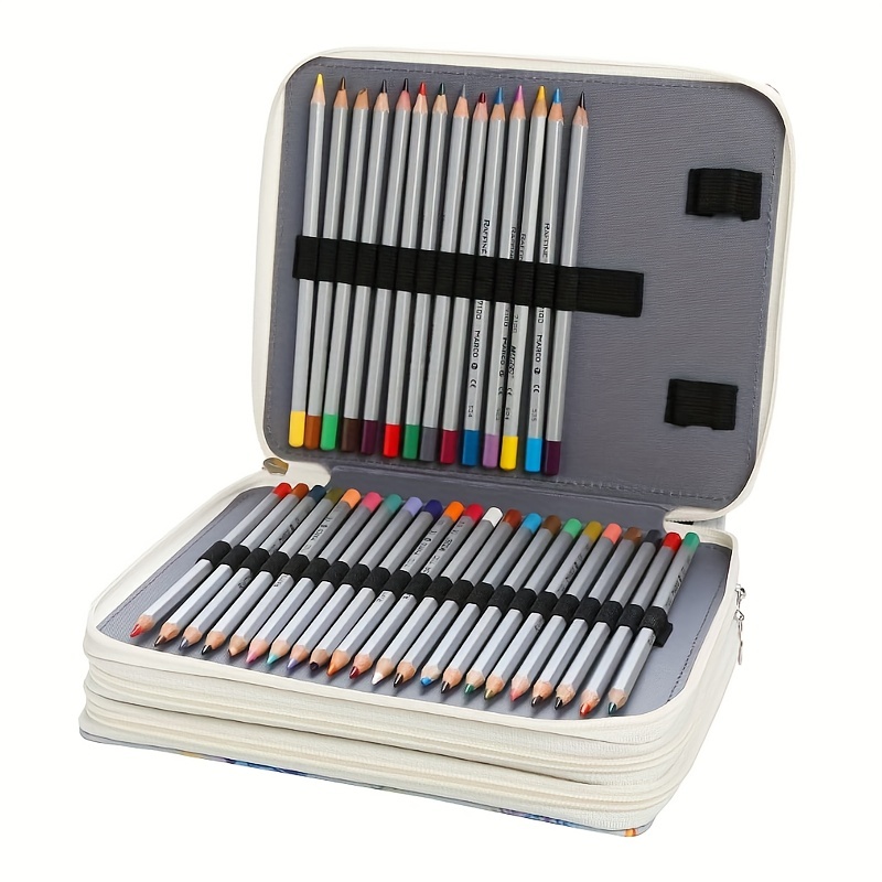 Pencil case full of colored pencils, markers, ruler, erase…